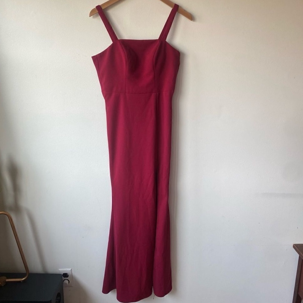 Azazie maroon bridesmaids maxi dress gown